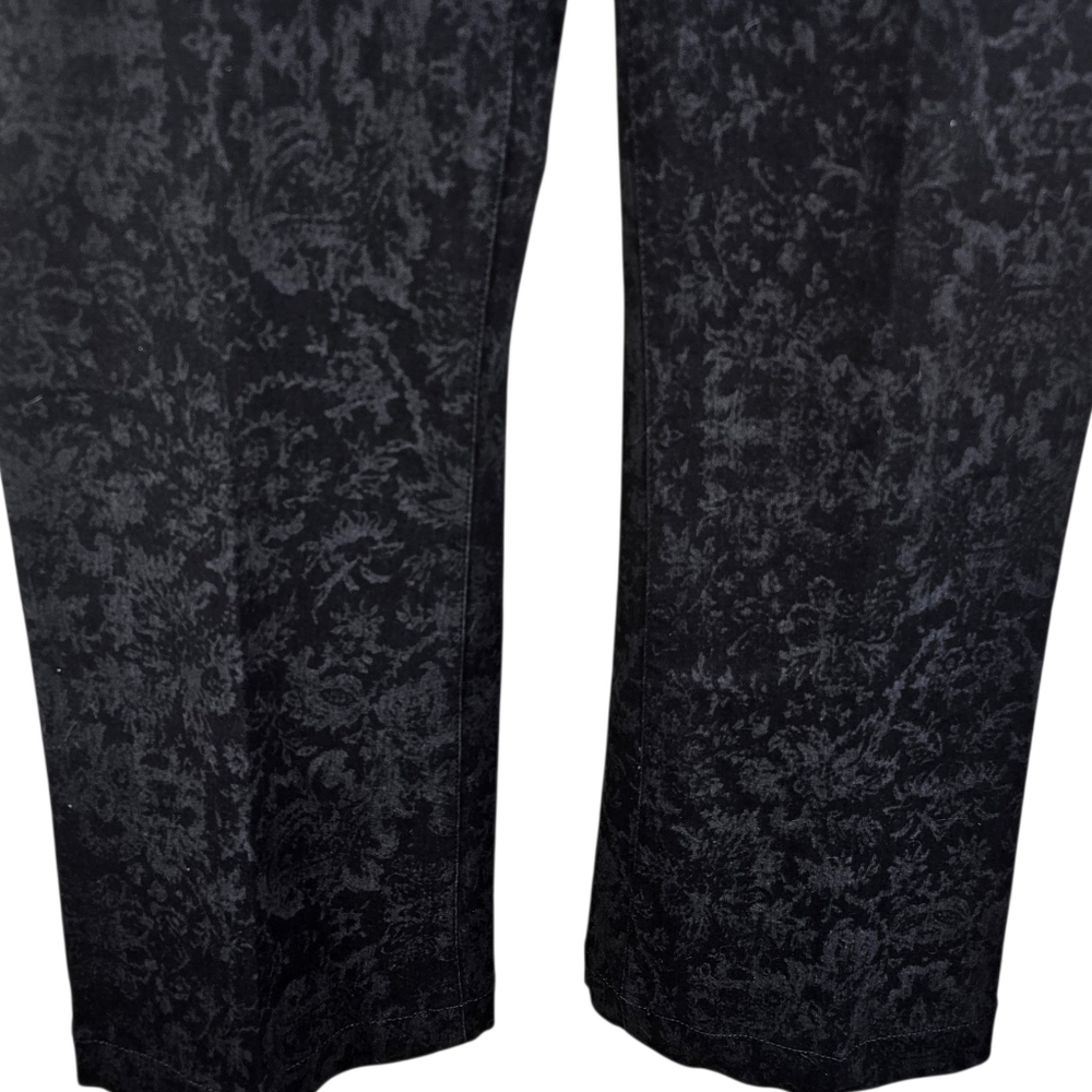 PAIGE LEENAH Black Floral Laser Cut High Waist Flared Jeans In 30 NWOT - Picture 6 of 12